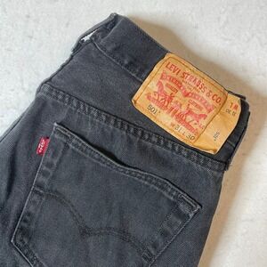 Levi Strauss &‎ Co 501 Black Denim Jeans W31 L30 Mens Button Fly Straight Leg
